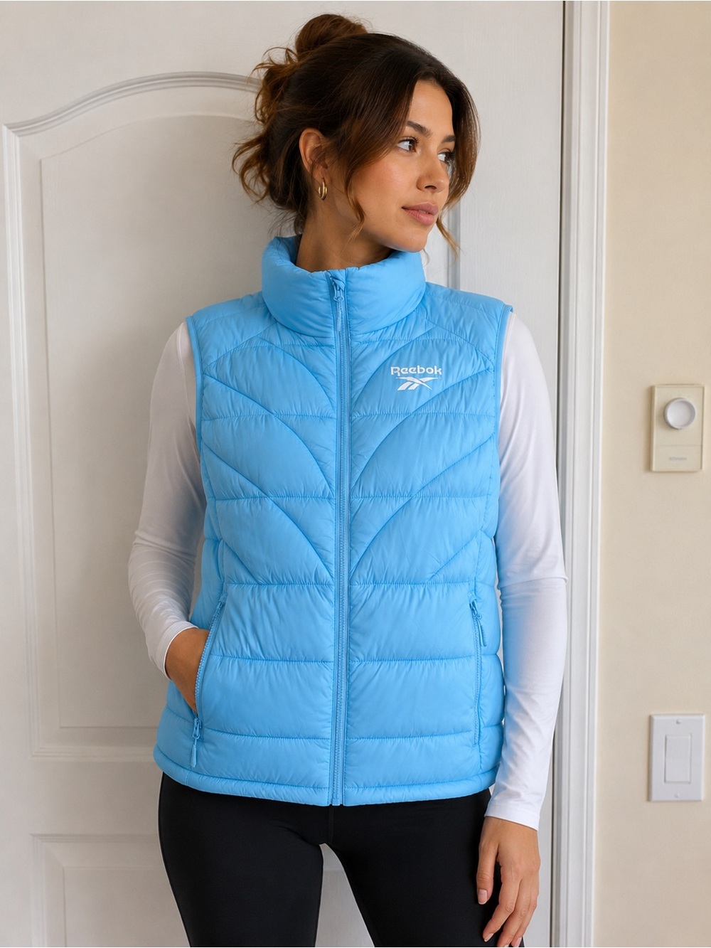 Reebok Light Blue Quilted Puffer Vest